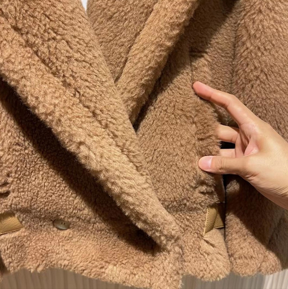 Real Wool Alpaca Teddy Bear Coat for Women, - Picture 4 of 8